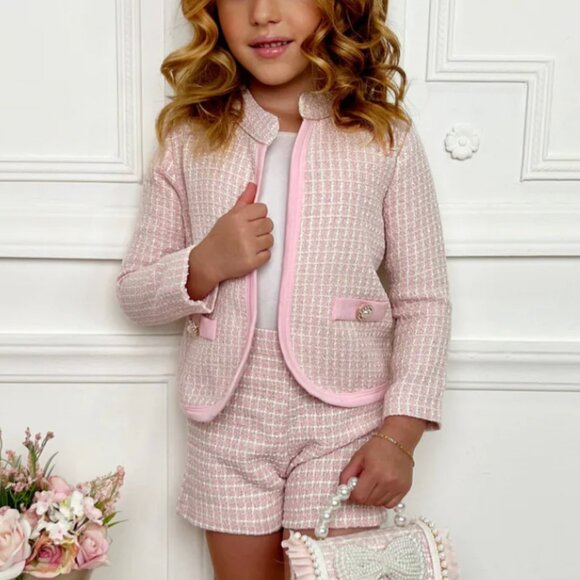 Mia Bella Classy Tweed Matching Blazer and Short Set - Picture 1 of 1